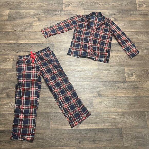 J. Crew Cotton Poplin Long-sleeve Pajama Set in Stewart Tartan Blue Red Sz Small - Picture 5 of 8